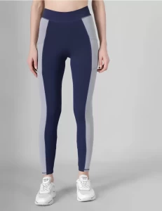 Women Ankle Length Stretchable Tights Navy Blue and Grey