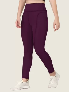 Women Ankle Length Stretchable Purple Leggings