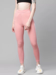Women Ankle Length Stretchable Pink and White Leggings Pants