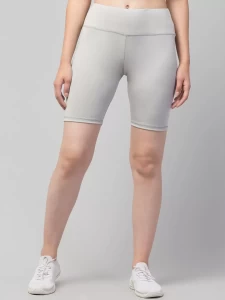 Fancy Polyester Women Shorts Light Grey
