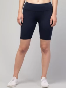 Fancy Polyester Women Shorts Navy