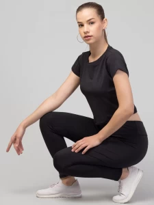 Womens Fabulous High Quality Plain Black Sports Wear Set