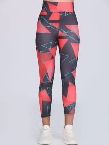 Women Red Triangle Gym Tights Pants