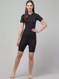 Womens Lycra Printed Short Black Swimsuit