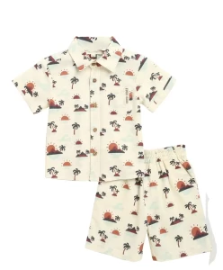 Sunset Print Cotton Linen Co-ord Set