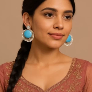 Boho Chic Turquoise and Pearl Drop Earrings Boho Chic Turquoise and Pearl Drop Earrings
